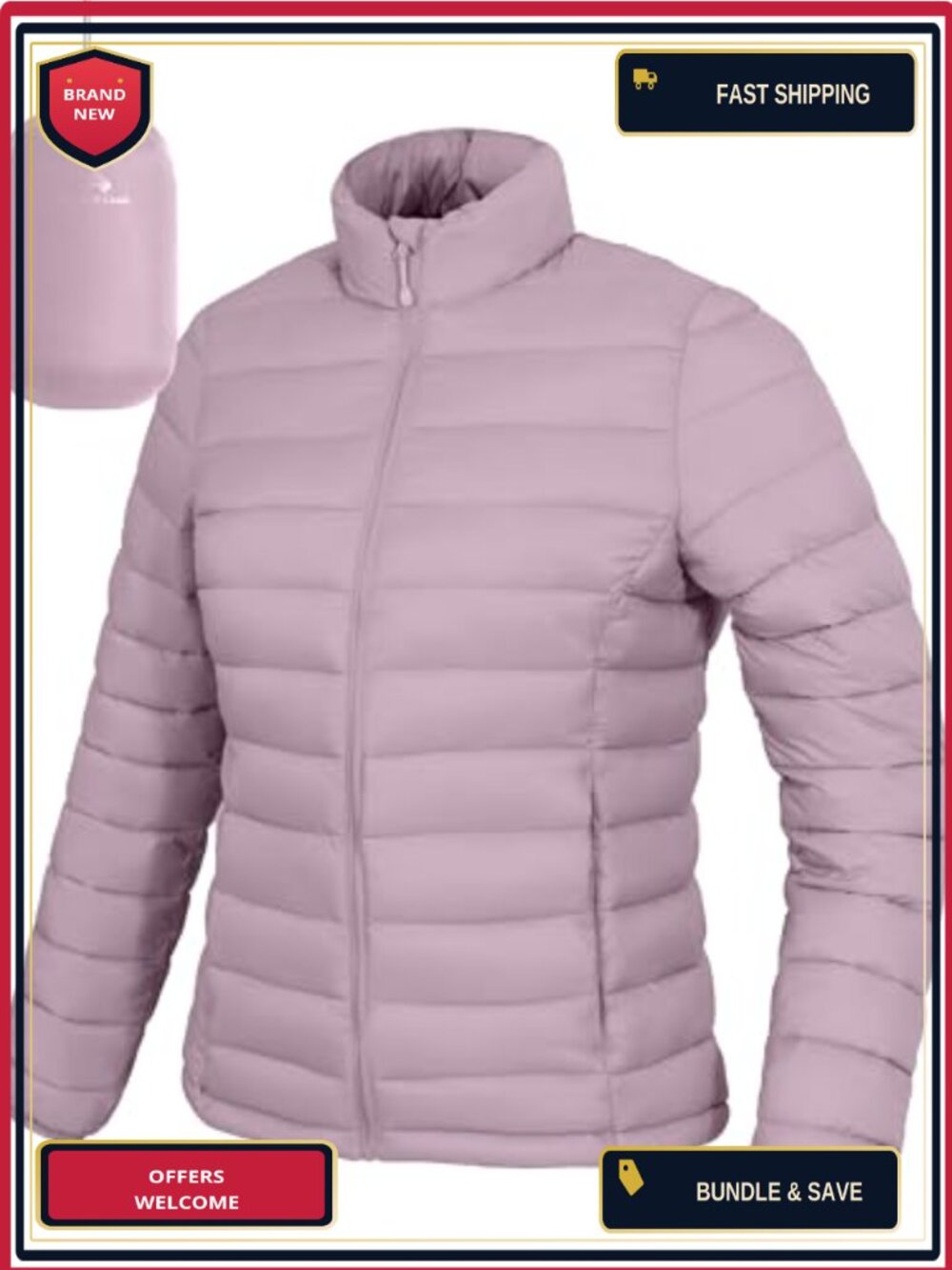 Women's Packable Puffer Jacket Quilted Lightweight Water-Repellent Insulated